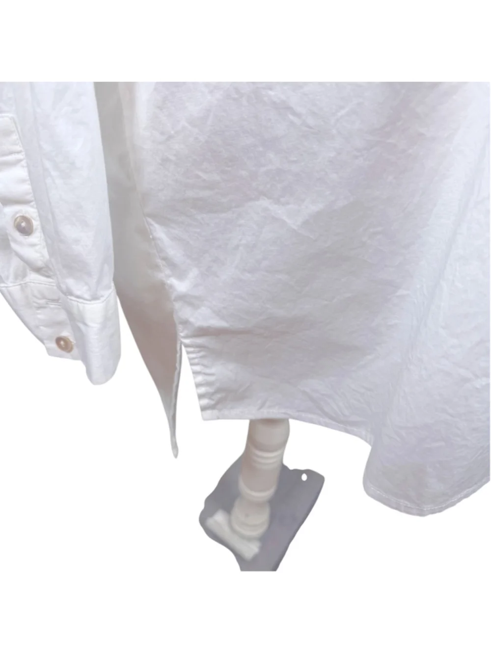 Eileen Fisher System White Organic Cotton Stretch Classic Collar Long Shirt Sz L - Picture 4 of 11